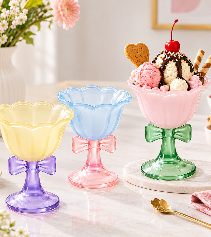 Pastel Bow Flower Dessert Cup