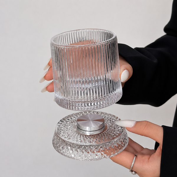 Striped Design Rotating Drink Glass
