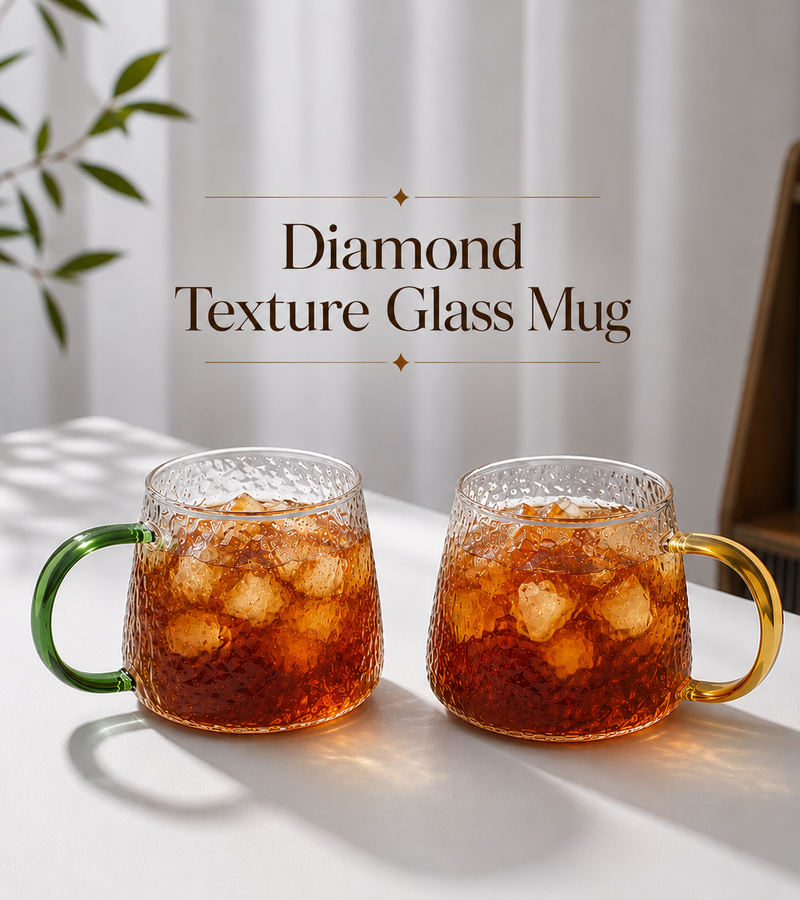 Diamond Texture Glass Mug