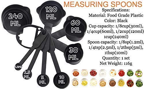 Measuring Cups and Spoons, 8-Pieces ( Black )