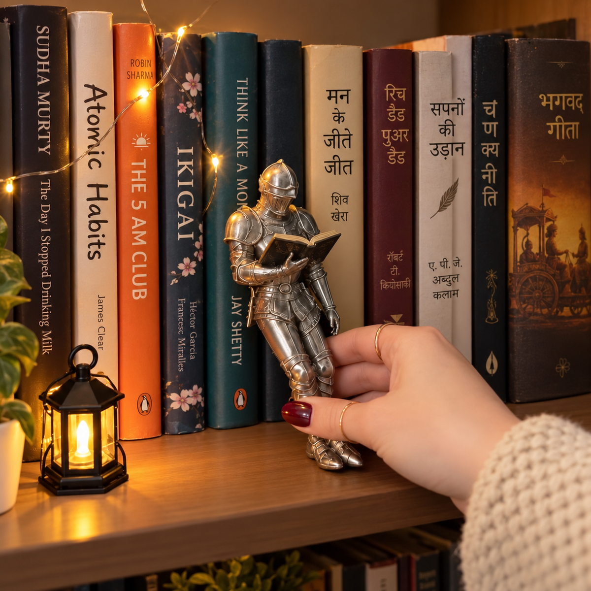 Medieval Reading Knight Book Decor Statue