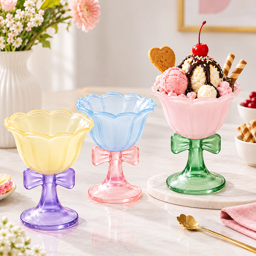 Pastel Bow Flower Dessert Cup