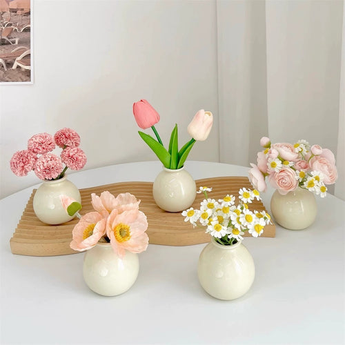 Serene Bloom Mini Vase Set (With Flowers)