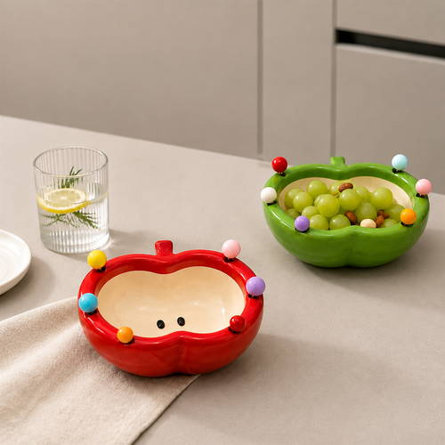 Elegant Apple Ceramic Serving Bowl