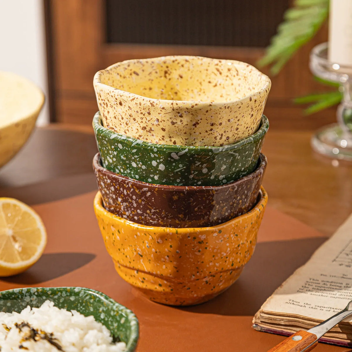 Aesthetic Splash-Ink Ceramic Bowls