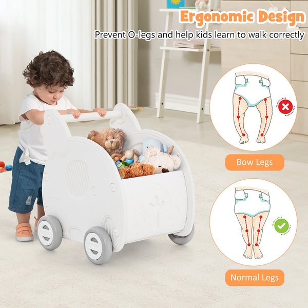 2-in-1 Kids Learning Walker & Play Shopping Cart
