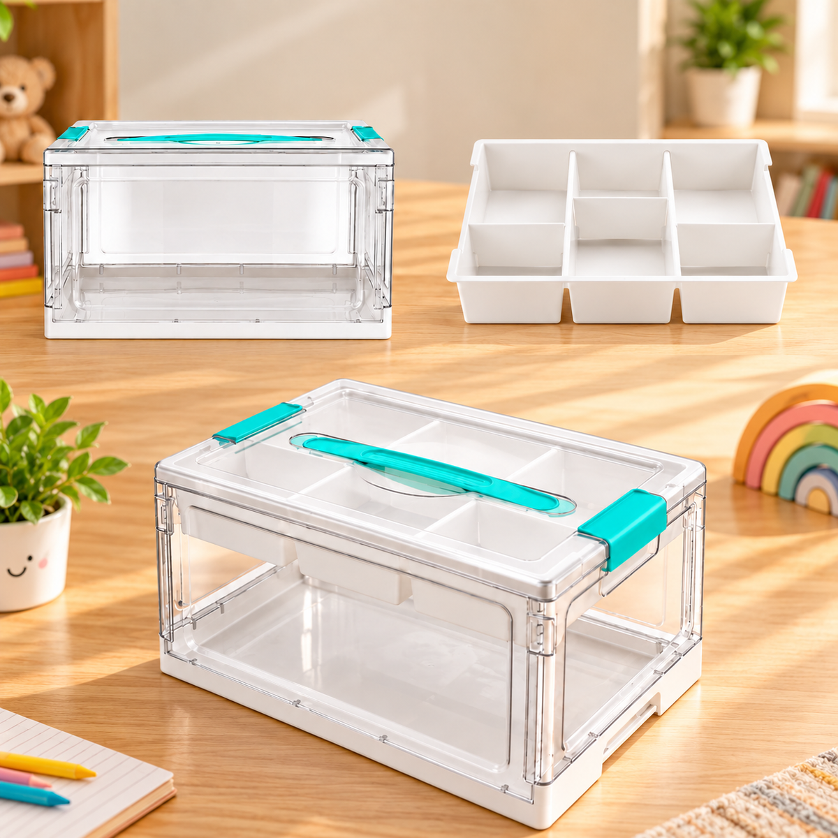 Multi-Compartment Kids Storage Box