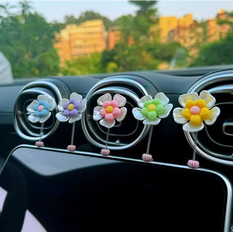 Cheerful Bouncy Flower Crew Car Decor