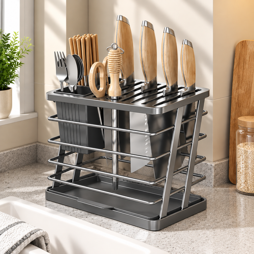 Multi-Purpose Knife & Cutlery Storage Stand