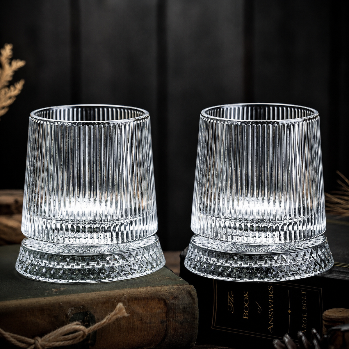 Striped Design Rotating Drink Glass