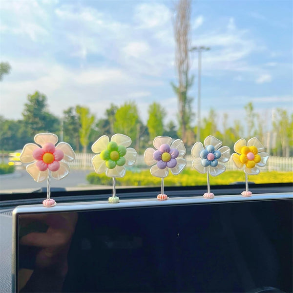 Cheerful Bouncy Flower Crew Car Decor