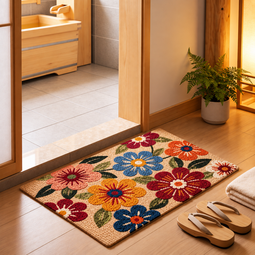 Absorbent Flower Pattern Floor Mat