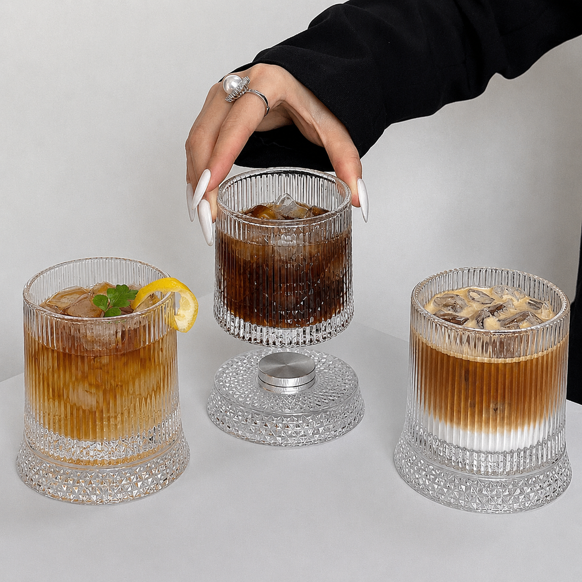 Striped Design Rotating Drink Glass