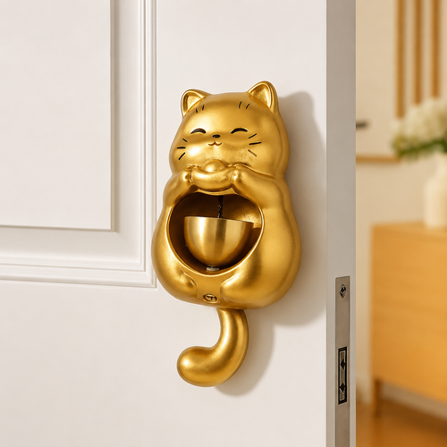 Golden Kitty Door Bell