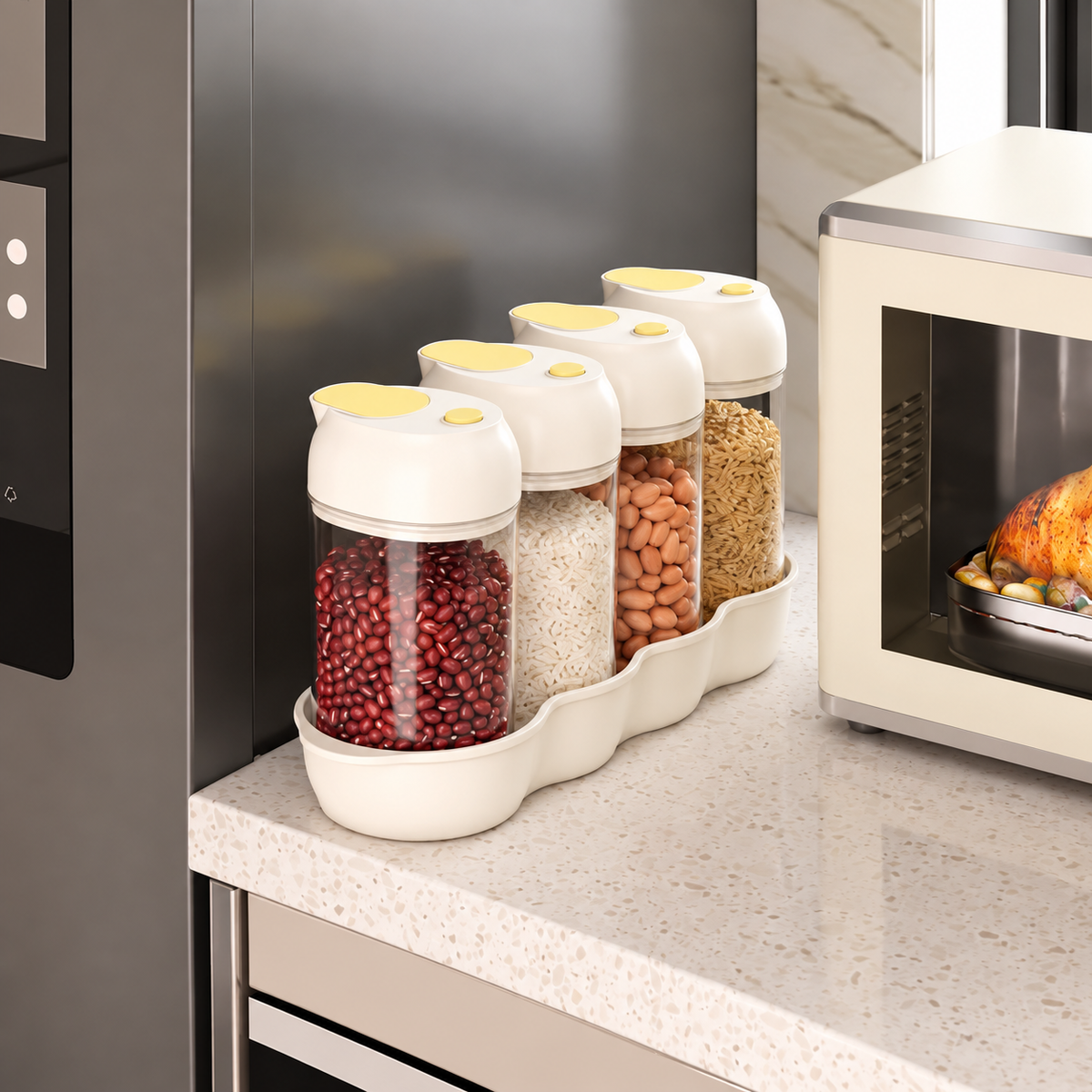 Airtight Crystal Grain Storage Jar