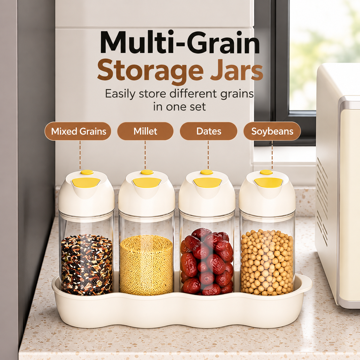 Airtight Crystal Grain Storage Jar