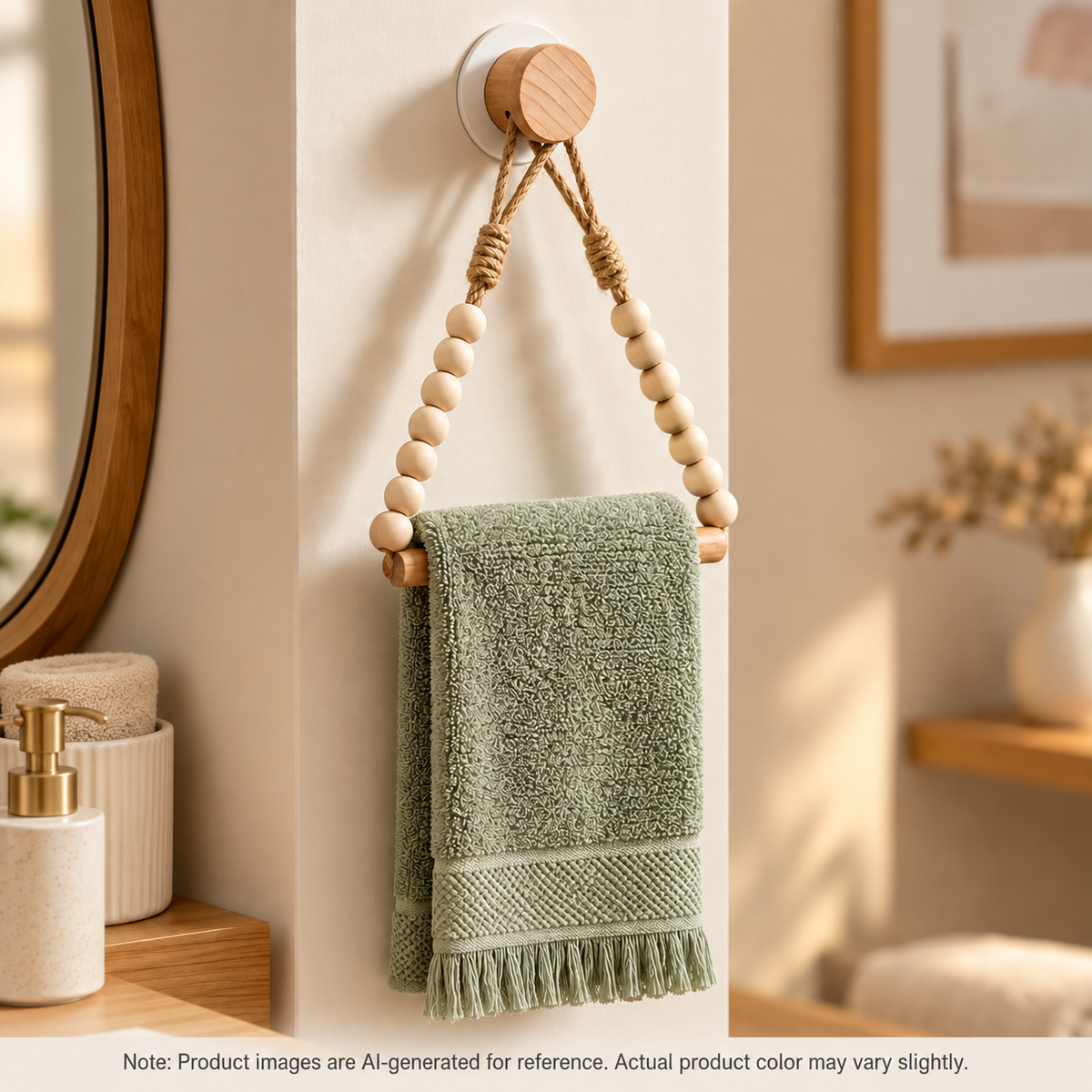 Boho Wooden Bead Hanging Holder