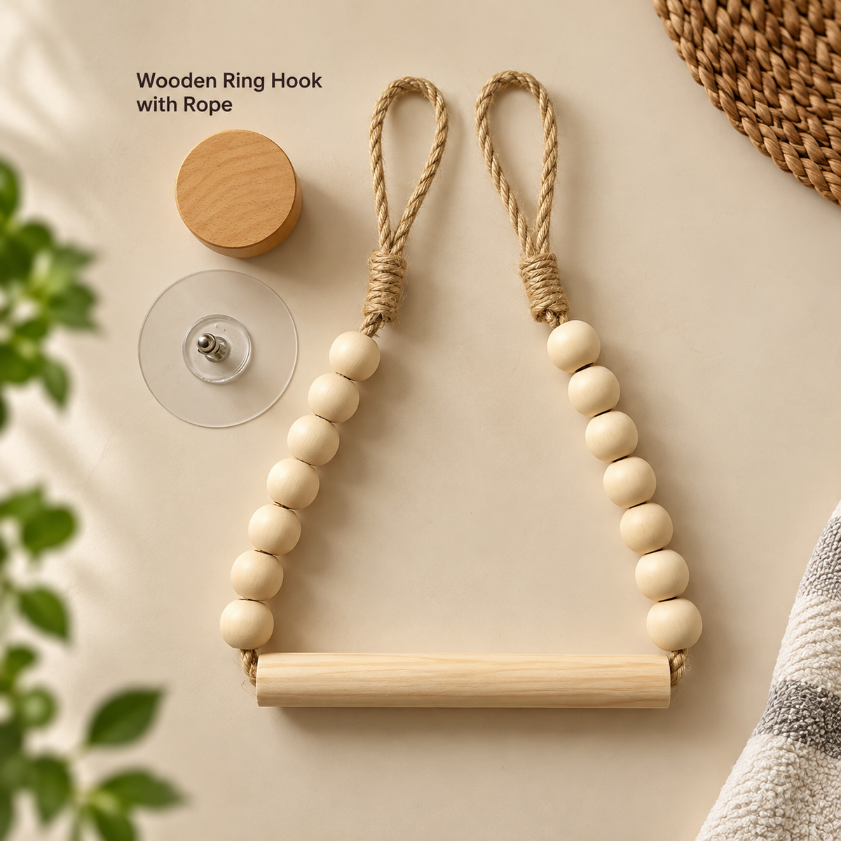 Boho Wooden Bead Hanging Holder