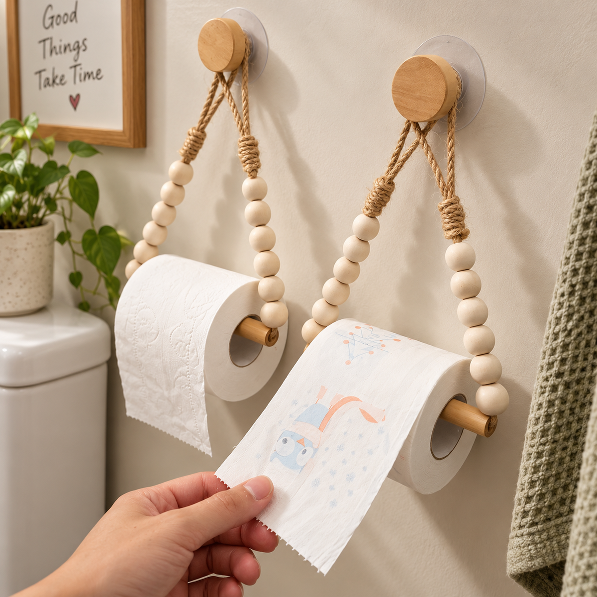 Boho Wooden Bead Hanging Holder