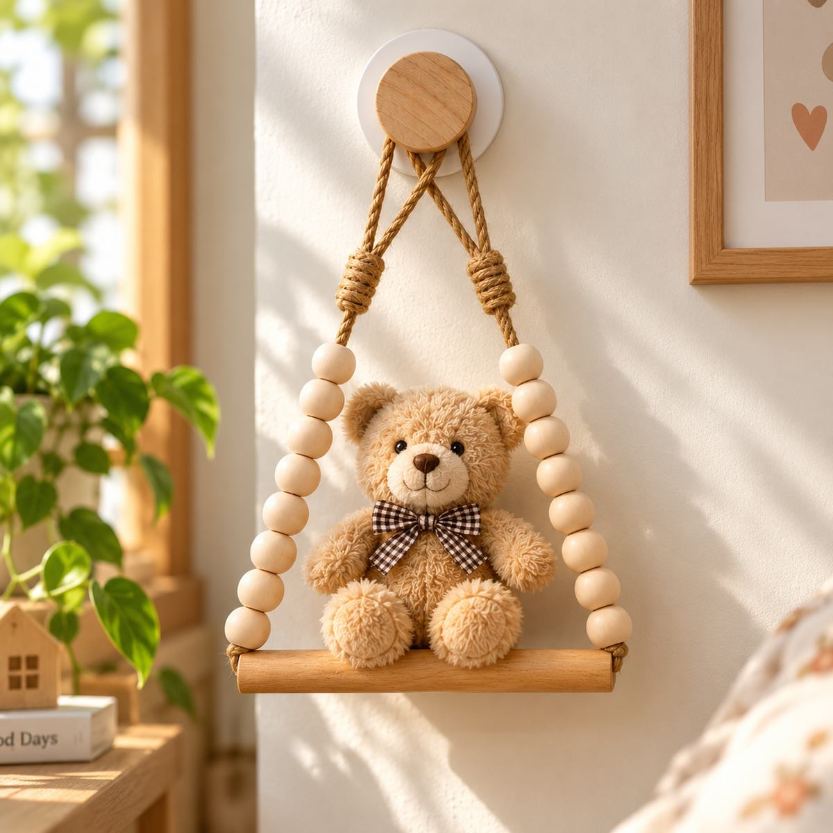 Boho Wooden Bead Hanging Holder