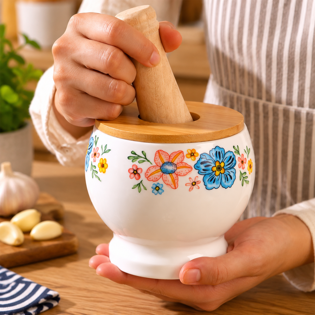 Floral Ceramic Kitchen Grinding Set
