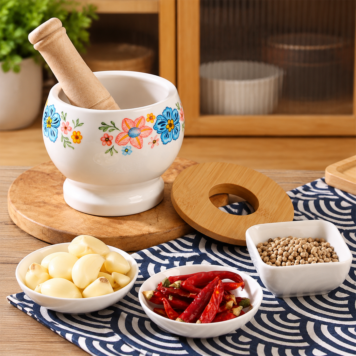 Floral Ceramic Kitchen Grinding Set