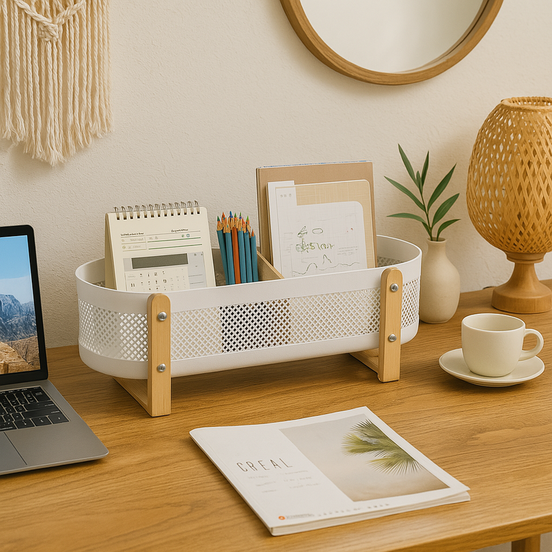 Wooden Handle Storage Basket