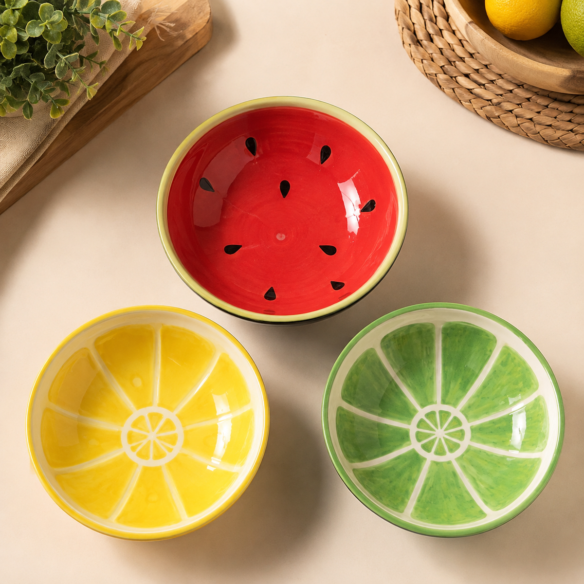 Colorful Fruit Design Serving Bowls