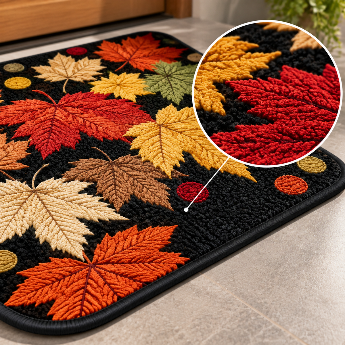 Colorful Leaf Design Floor Mat