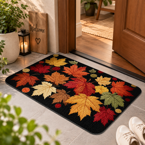 Colorful Leaf Design Floor Mat