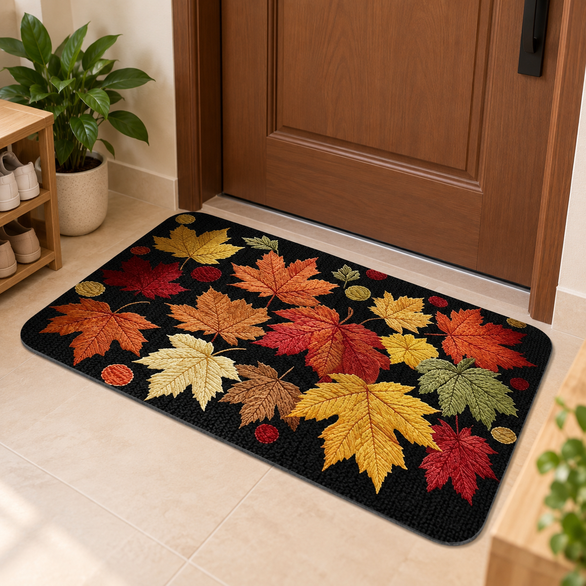 Colorful Leaf Design Floor Mat