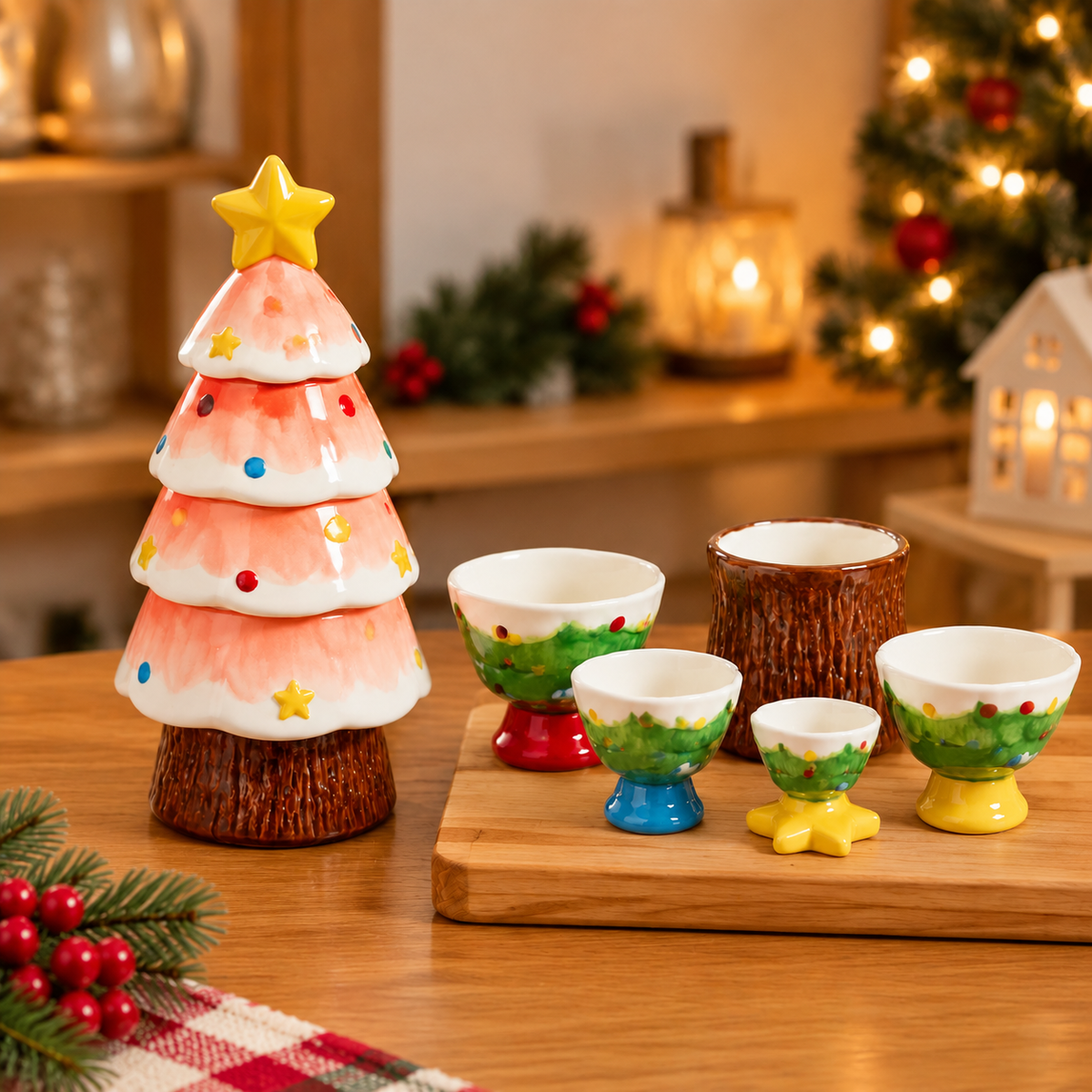 Stackable Christmas Tea Cup Set