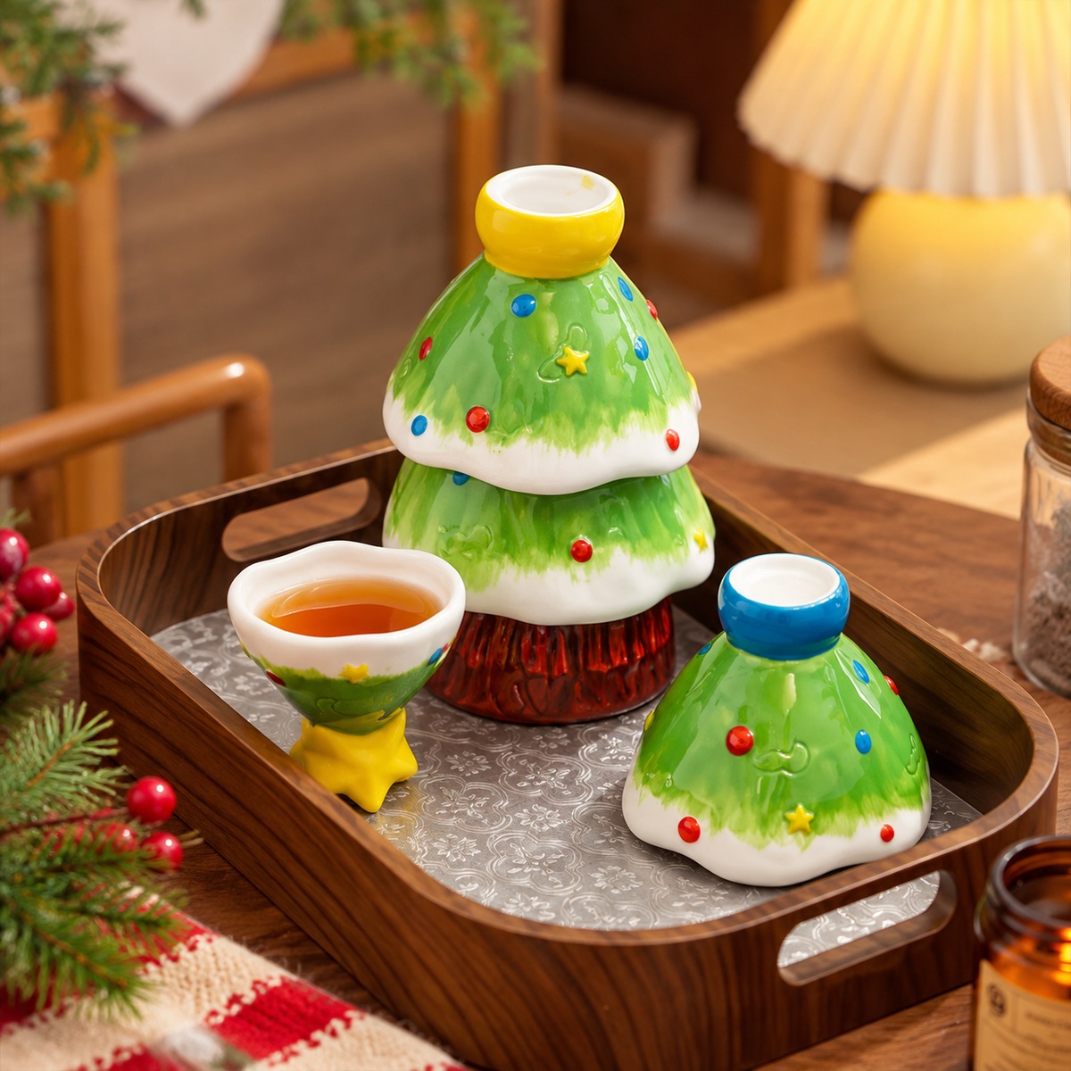 Stackable Christmas Tea Cup Set