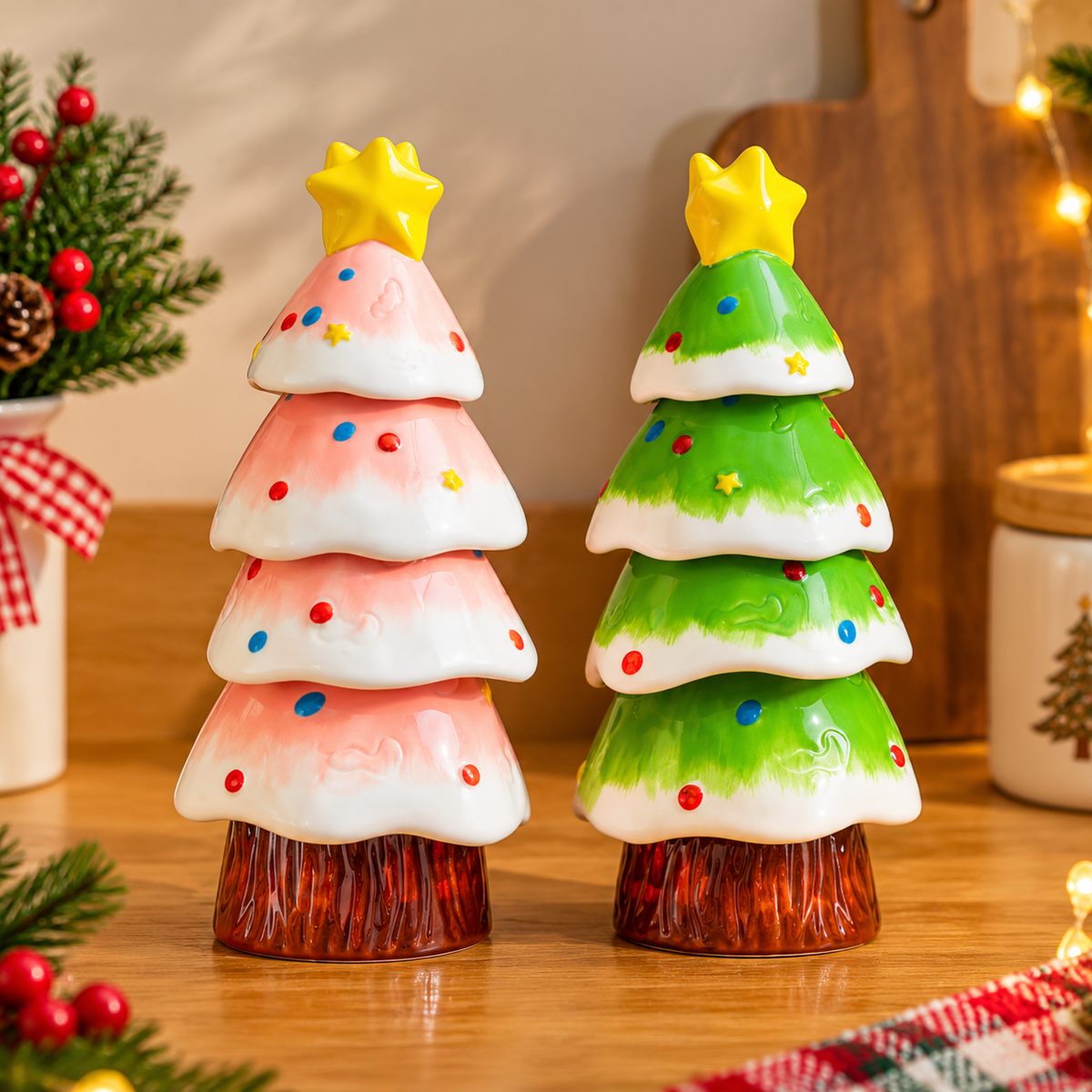 Stackable Christmas Tea Cup Set