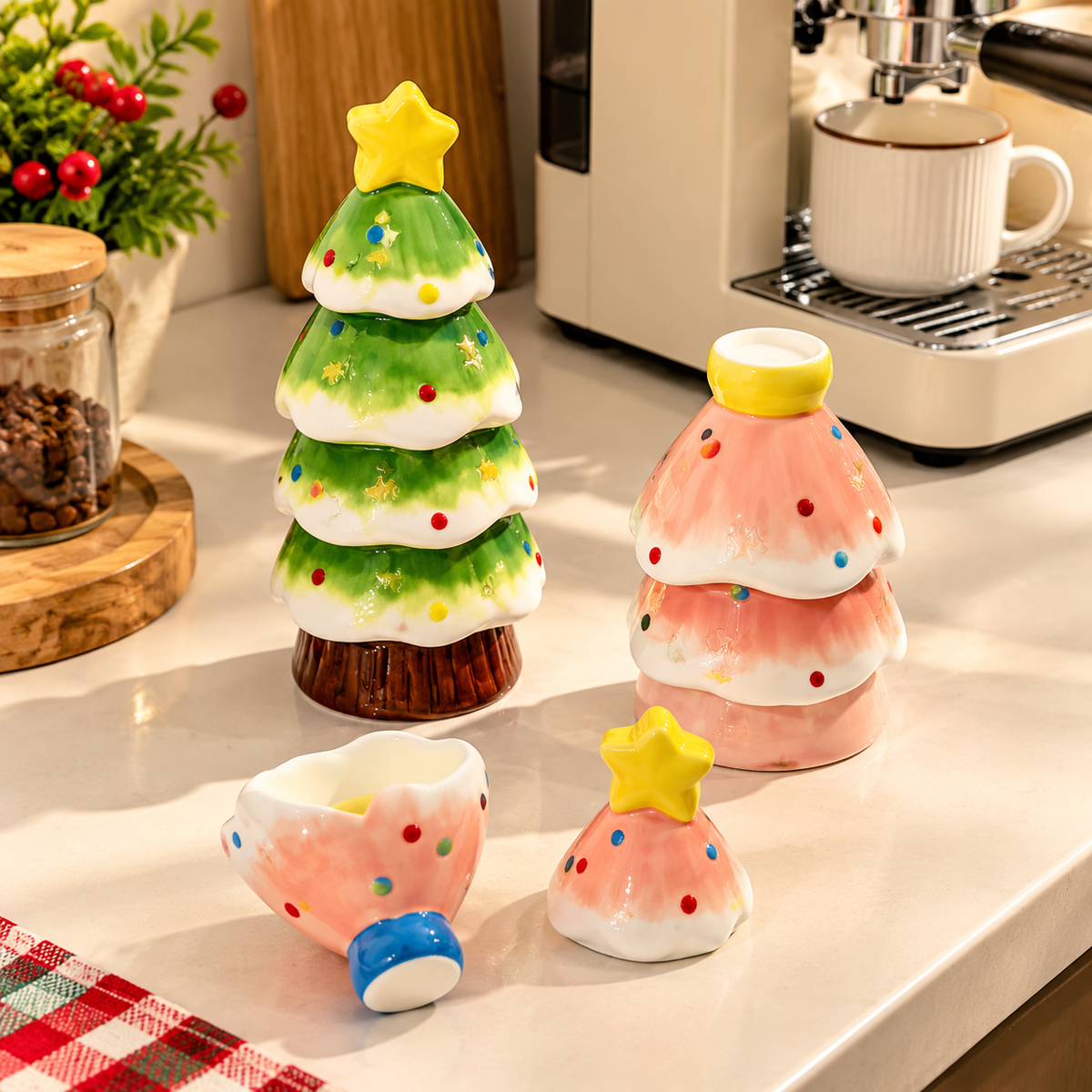 Stackable Christmas Tea Cup Set