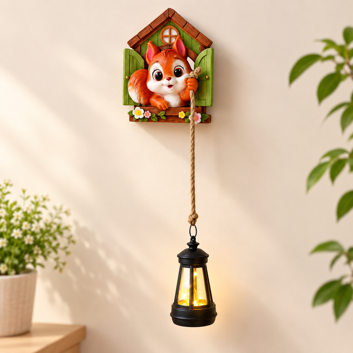 Cute Squirrel Solar Hanging Lantern