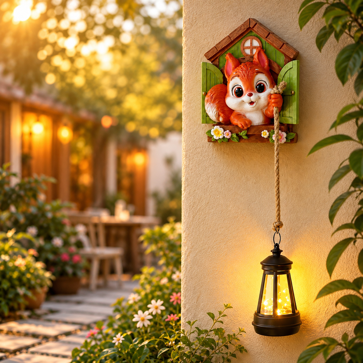 Cute Squirrel Solar Hanging Lantern