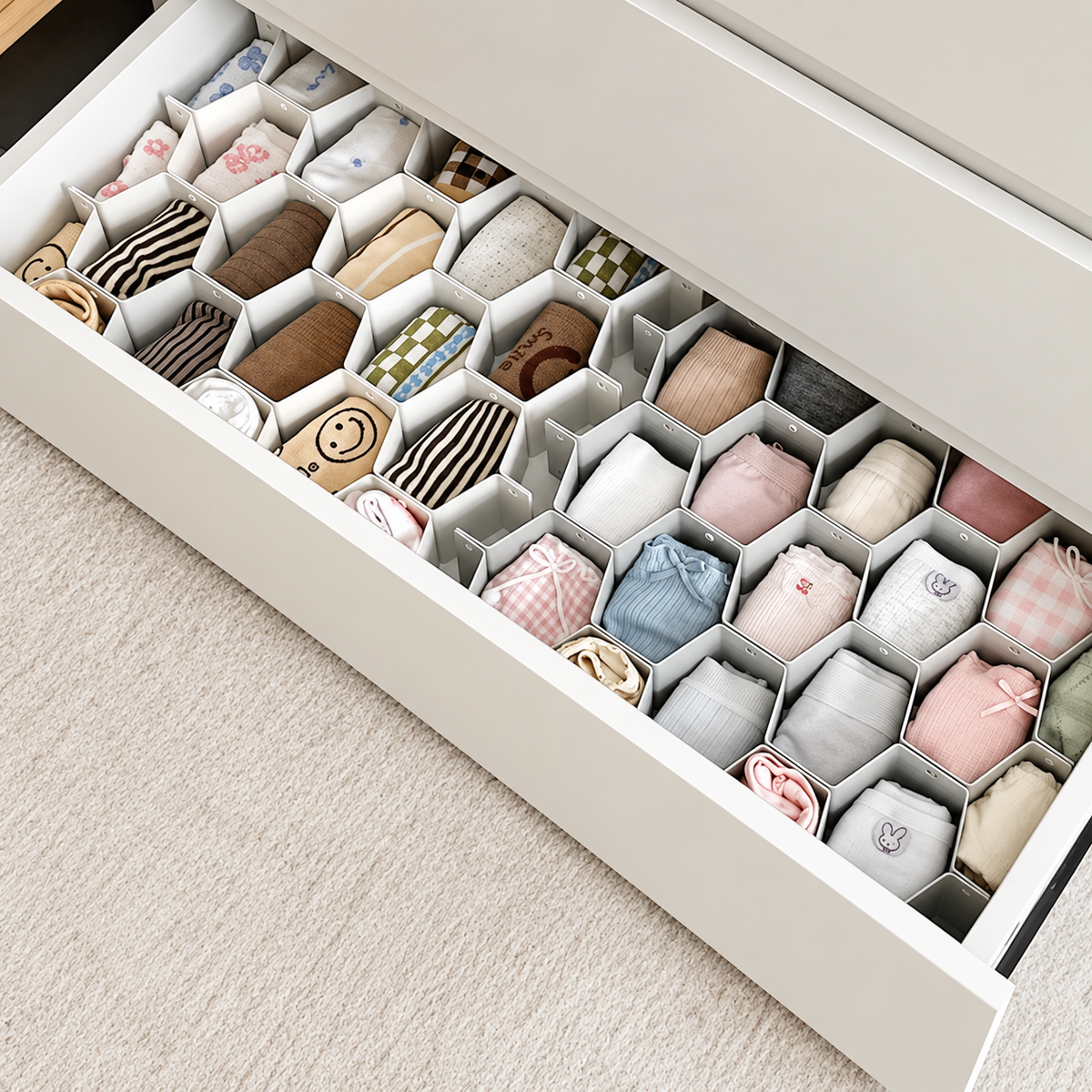 Adjustable Honeycomb Drawer Organizer