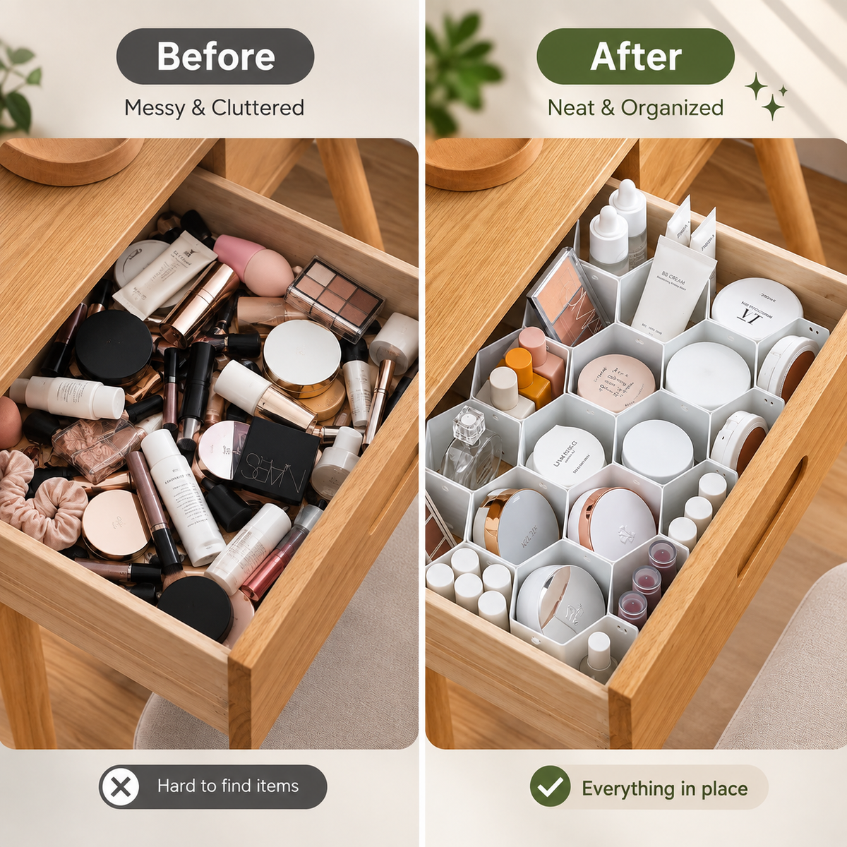 Adjustable Honeycomb Drawer Organizer