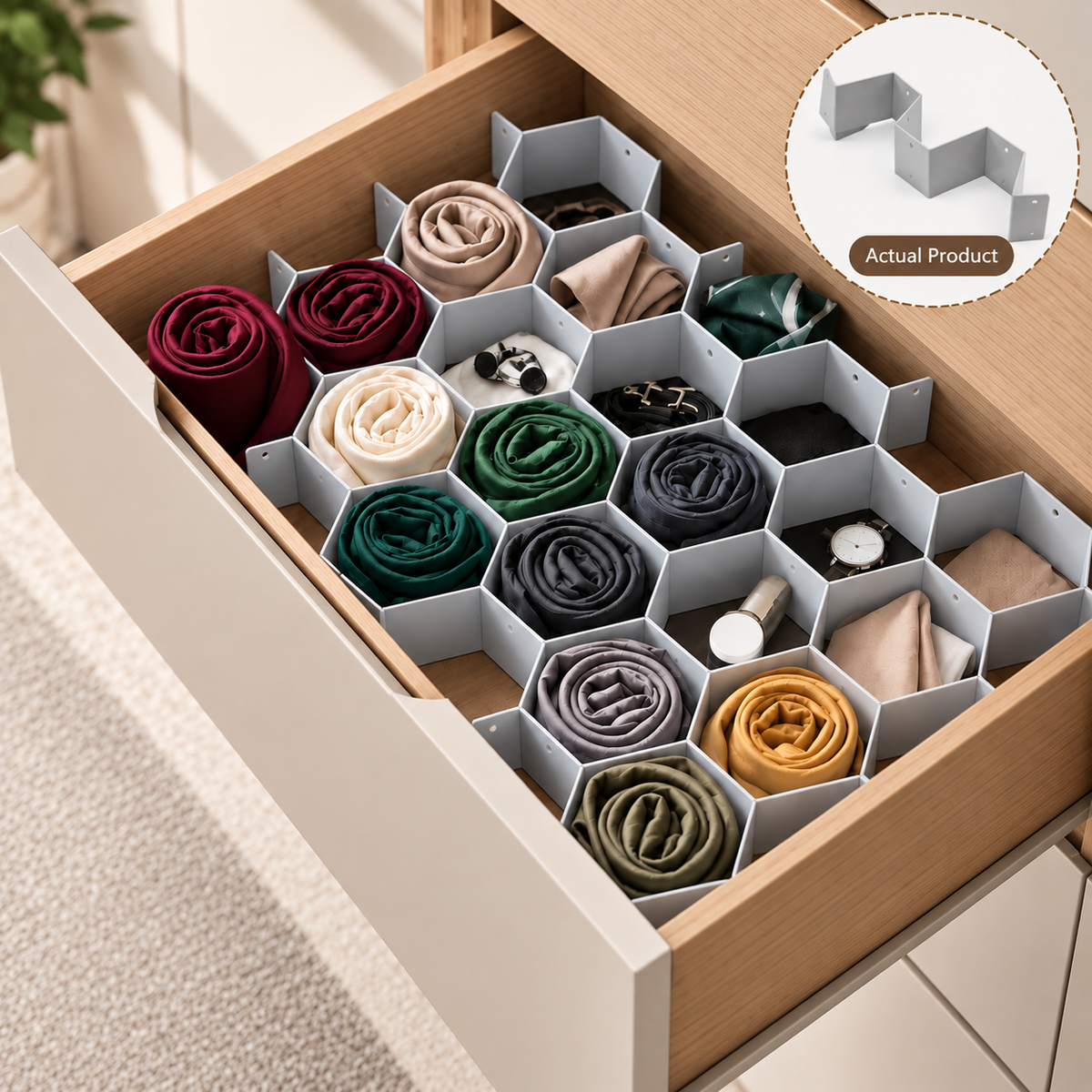 Adjustable Honeycomb Drawer Organizer