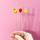Premium Fruit Charm Glass Straw