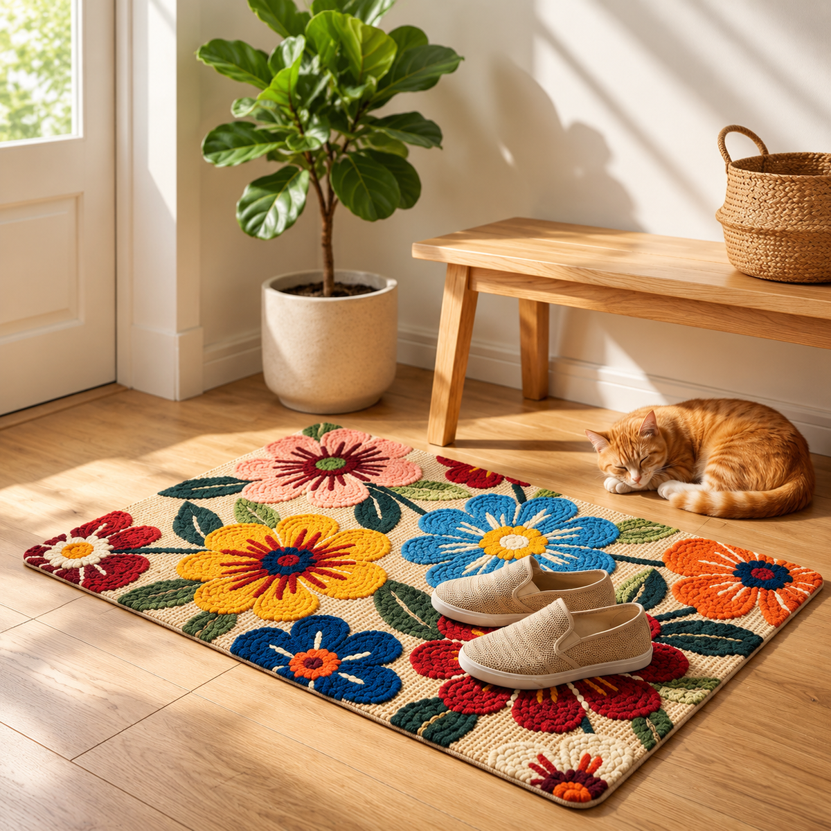 Absorbent Flower Pattern Floor Mat