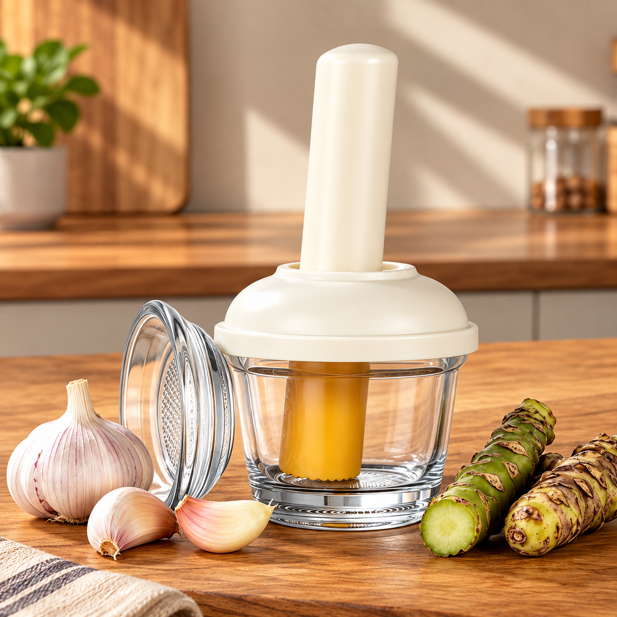 Textured Glass Manual Garlic Crusher