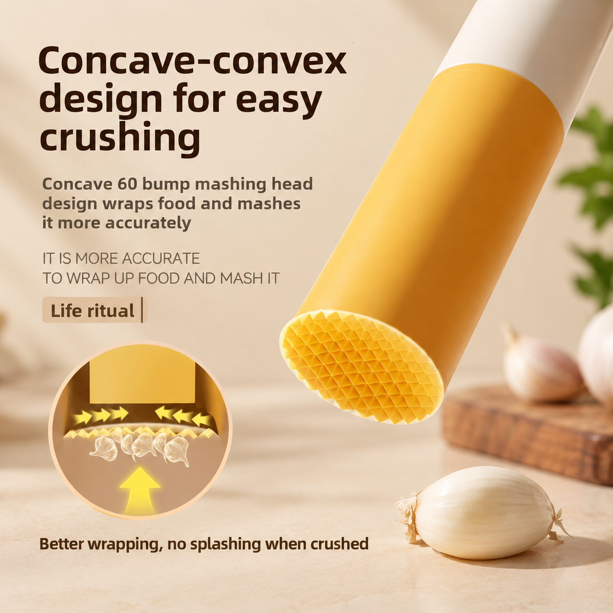 Textured Glass Manual Garlic Crusher