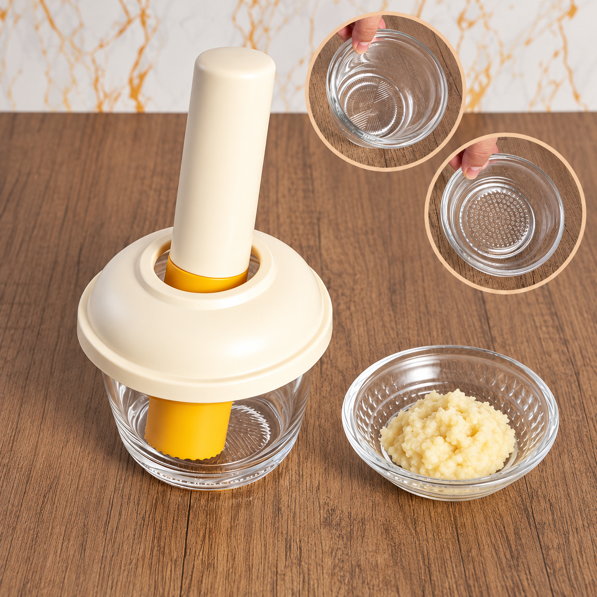 Textured Glass Manual Garlic Crusher