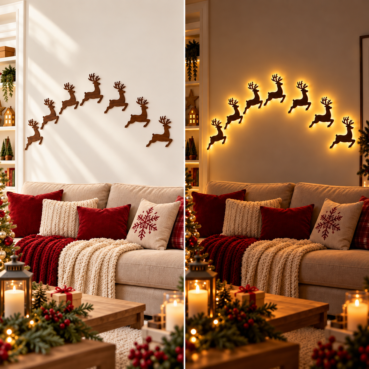 Glowing Wooden Reindeer Wall Art