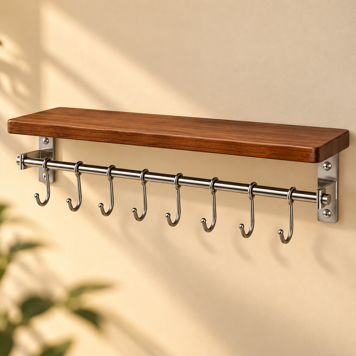 Multiuse Wall Shelf Sliding Hooks