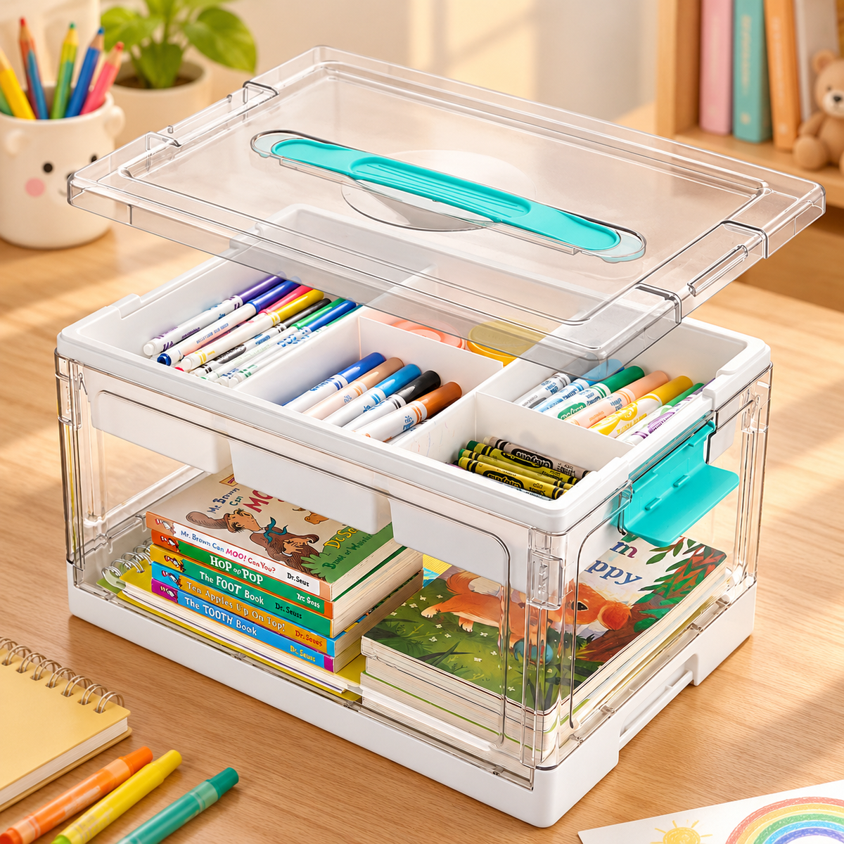 Multi-Compartment Kids Storage Box