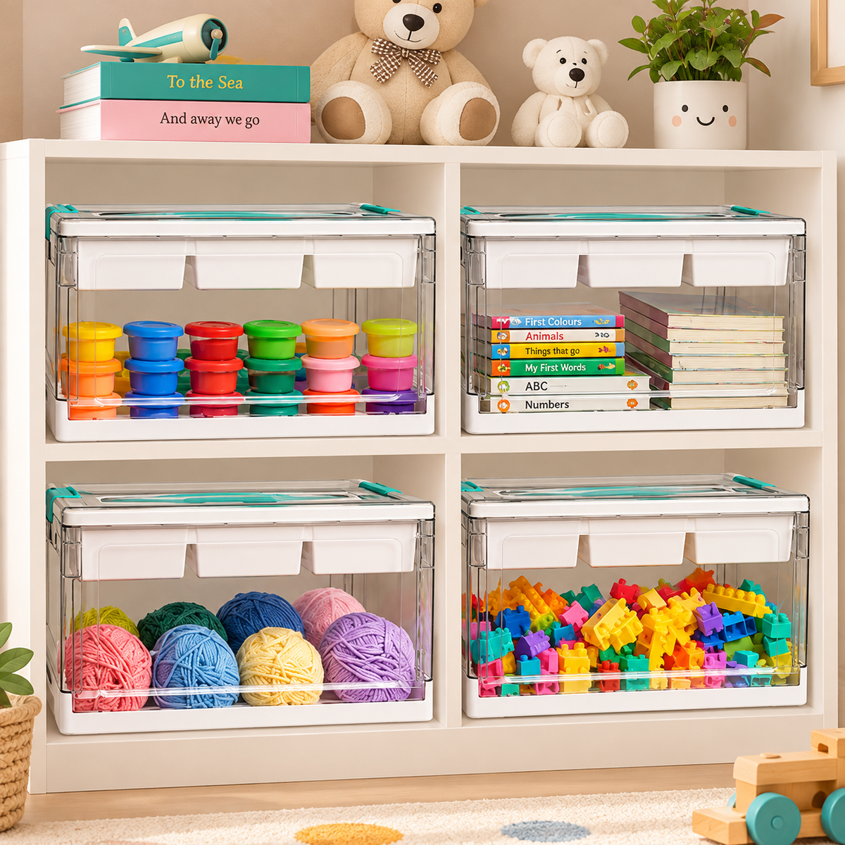 Multi-Compartment Kids Storage Box