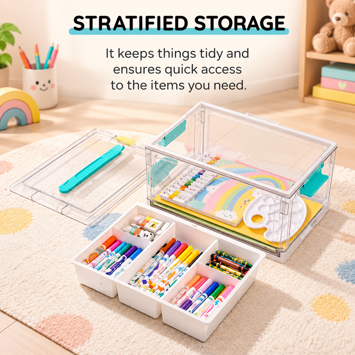 Multi-Compartment Kids Storage Box